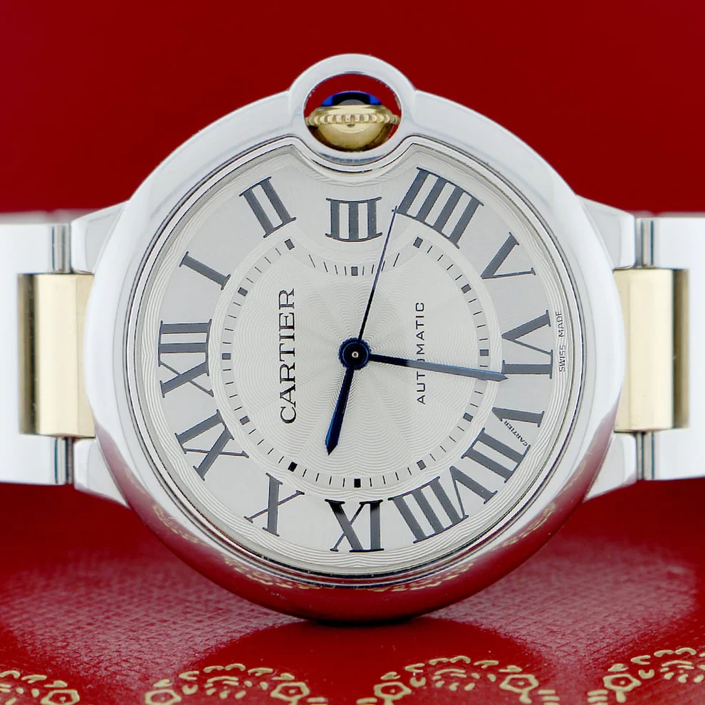 Replikaklocka för herr: Cartier Ballon Bleu, mellanstorlek, tvåfärgad, 18K, gult guld, &, rostfritt stål, 36 mm, automatiskt — sällsynt – Bild 2