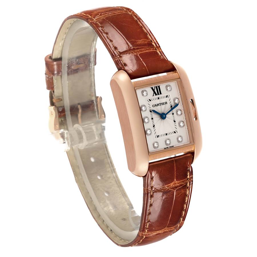 Replikaklocka för dam: Cartier Tank Anglaise, liten modell, roséguld, diamant, WJTA0007 — eftertraktad – Bild 3