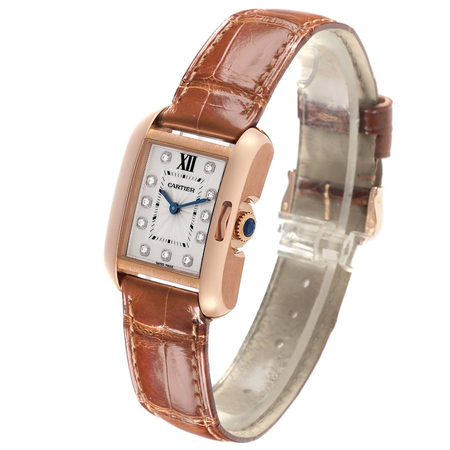 Replikaklocka för dam: Cartier Tank Anglaise, liten modell, roséguld, diamant, WJTA0007 — eftertraktad – Bild 4