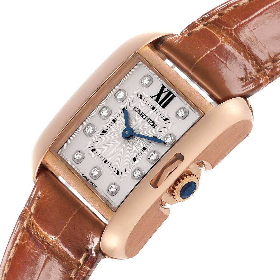 Replikaklocka för dam: Cartier Tank Anglaise, liten modell, roséguld, diamant, WJTA0007 — eftertraktad – Bild 5