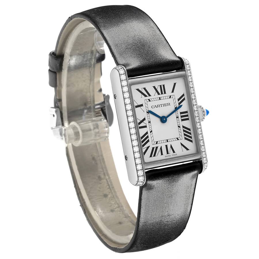 Replikaklocka för dam: Cartier Tank Must, stor modell, stål, diamant, W4TA0017 — utsökt – Bild 3