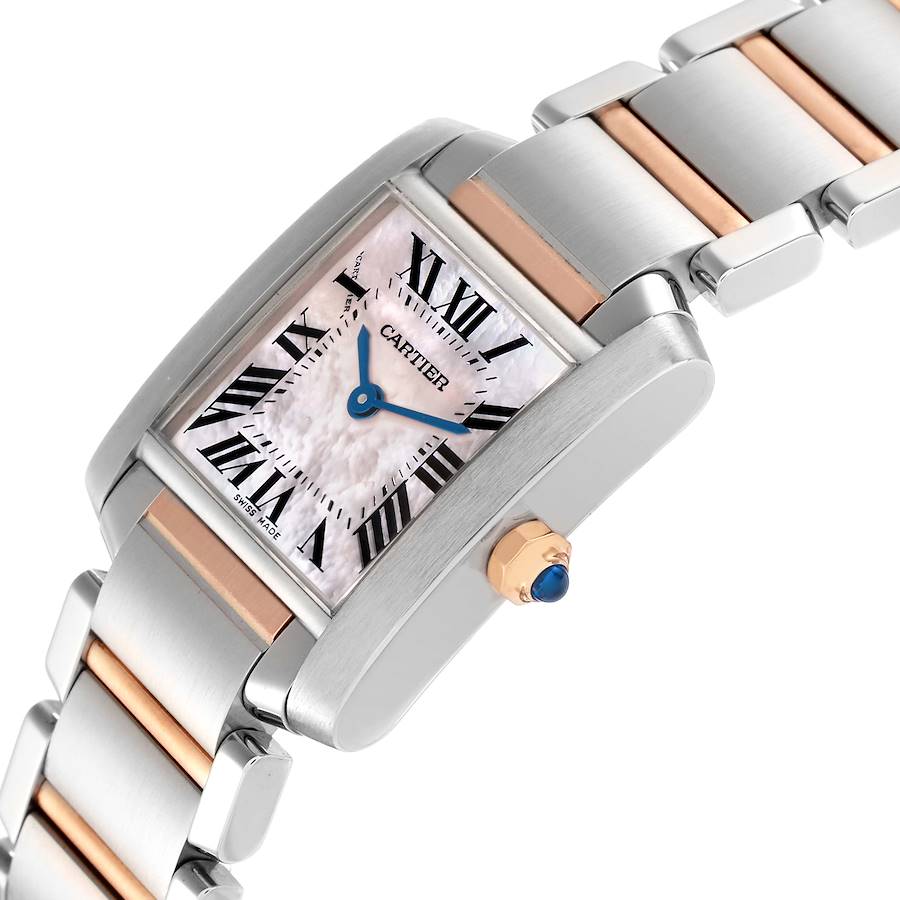 Replikaklocka för dam: Cartier Tank Francaise, stål och roséguld, pärlemortavla, W51027Q4 — av ny generation – Bild 5