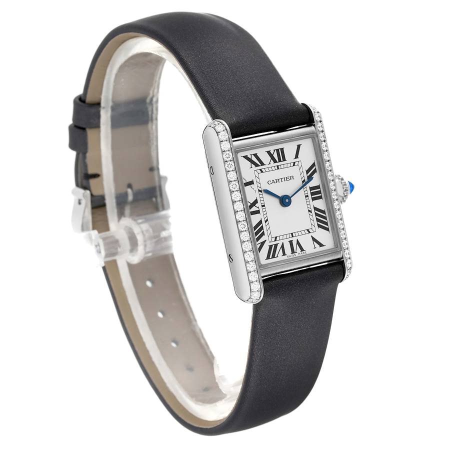 Replikaklocka för dam: Cartier Tank Must, liten modell, diamantinfattad boettring, stål, W4TA0016 — ovärderlig – Bild 3