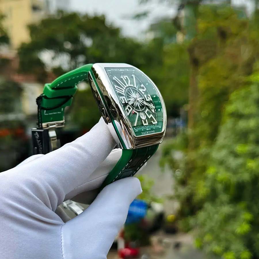 Replikaklocka: Franck Muller Vanguard V45 Yachting, grön urtavla, läderarmband, ABF 45 mm — av hög kvalitet – Bild 3