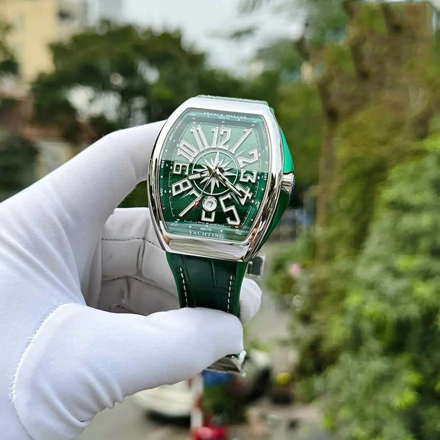 Replikaklocka: Franck Muller Vanguard V45 Yachting, grön urtavla, läderarmband, ABF 45 mm — av hög kvalitet – Bild 5