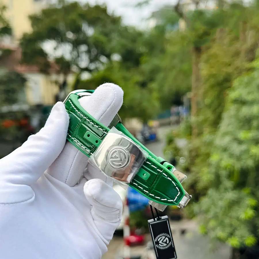 Replikaklocka: Franck Muller Vanguard V45 Yachting, grön urtavla, läderarmband, ABF 45 mm — av hög kvalitet – Bild 6