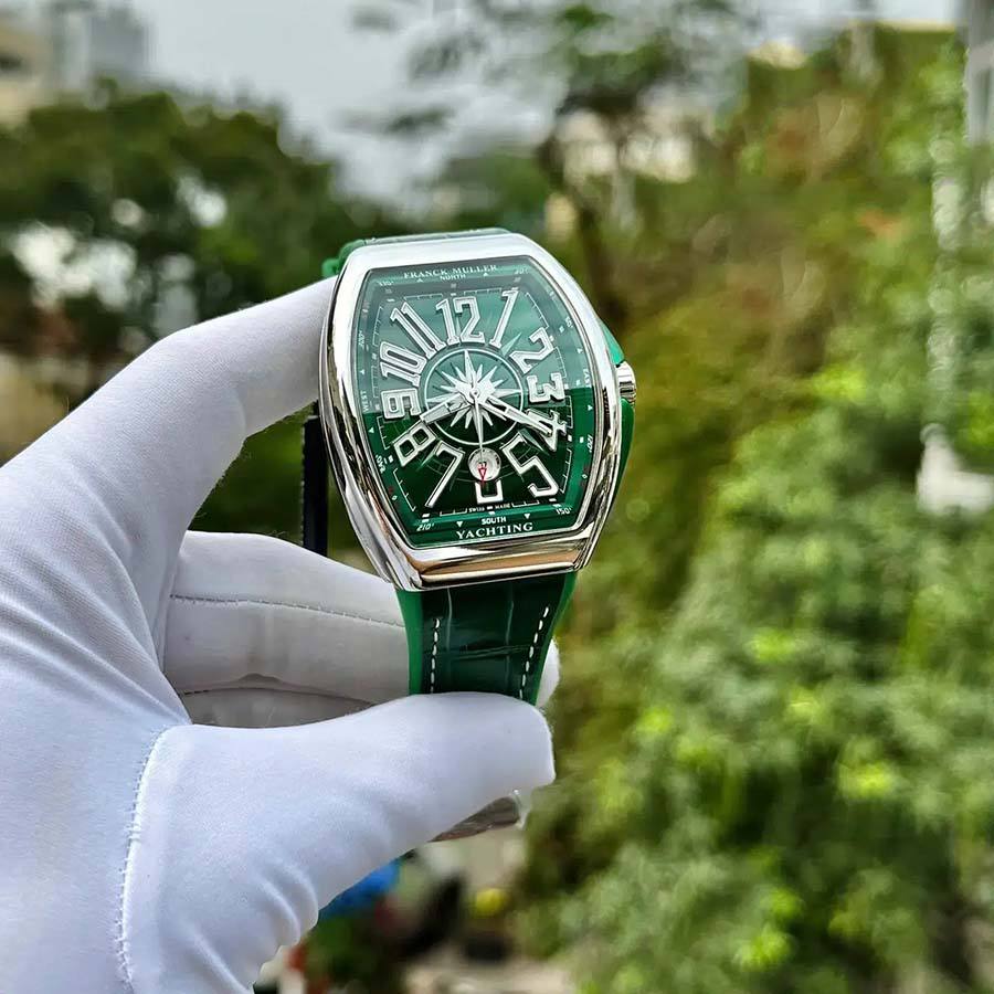 Replikaklocka: Franck Muller Vanguard V45 Yachting, grön urtavla, läderarmband, ABF 45 mm — av hög kvalitet – Bild 8