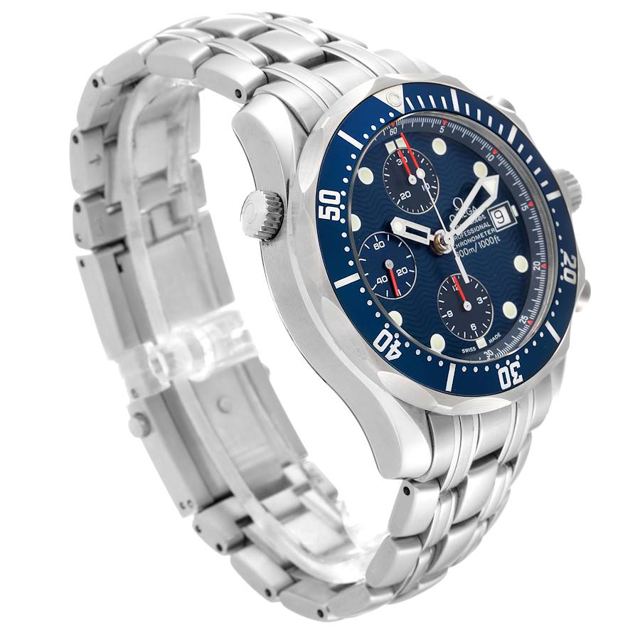 Replikaklocka för herr: Omega Seamaster, blå urtavla, kronograf, stål, 2599.80.00 — prestigefylld – Bild 3