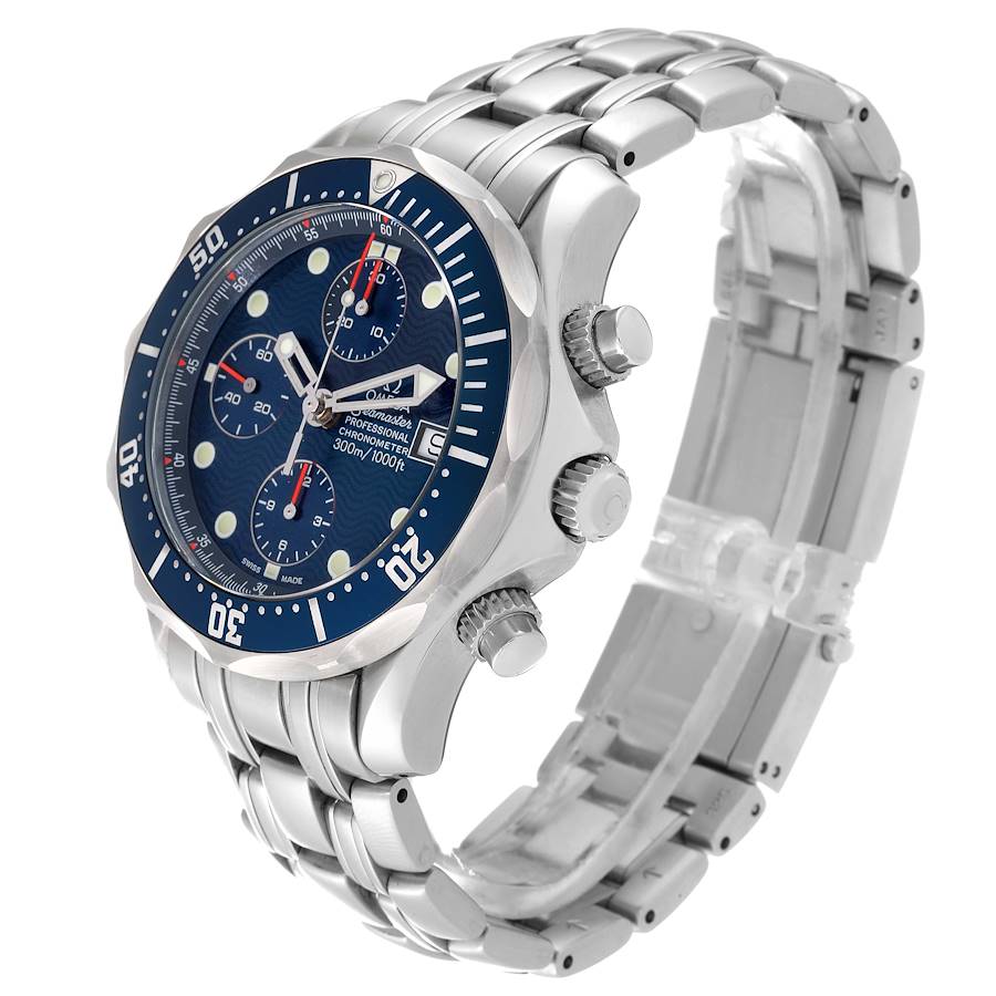 Replikaklocka för herr: Omega Seamaster, blå urtavla, kronograf, stål, 2599.80.00 — prestigefylld – Bild 4