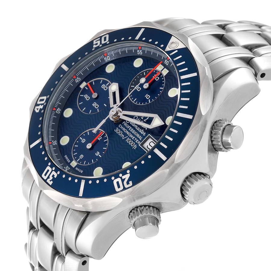 Replikaklocka för herr: Omega Seamaster, blå urtavla, kronograf, stål, 2599.80.00 — prestigefylld – Bild 5