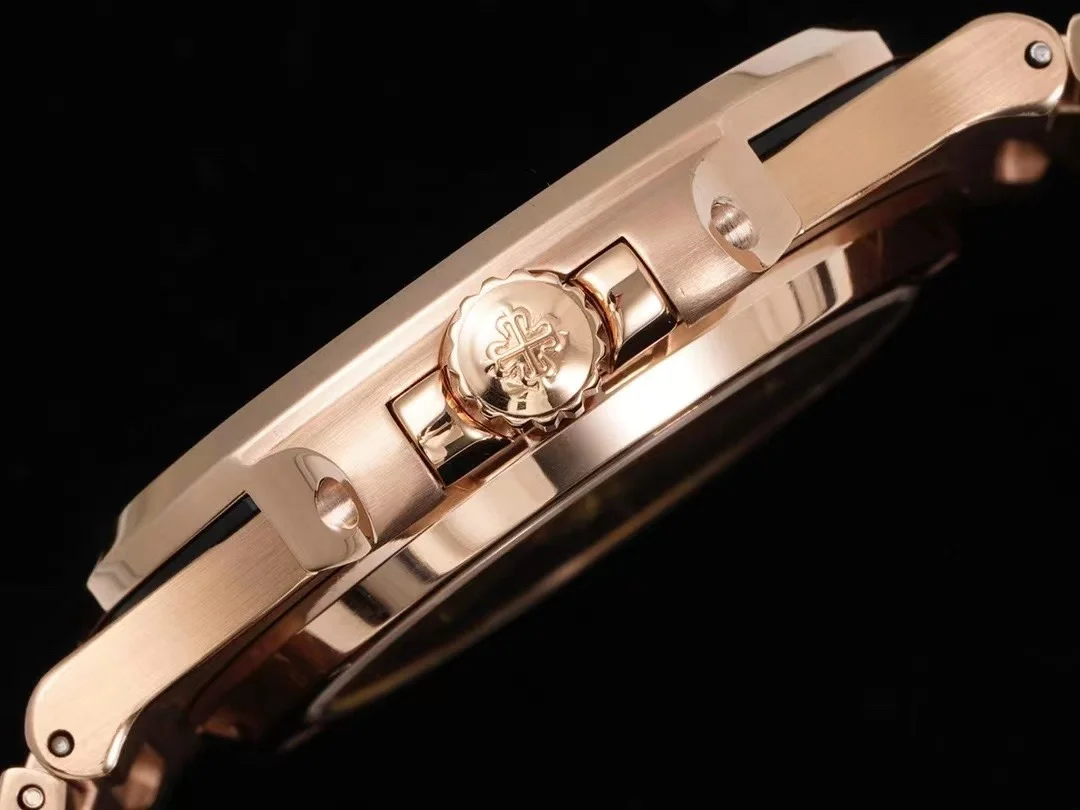 Replikaklocka: Patek Philippe 40 mm, roséguld, svart urtavla, helt steninfattad — enastående – Bild 5