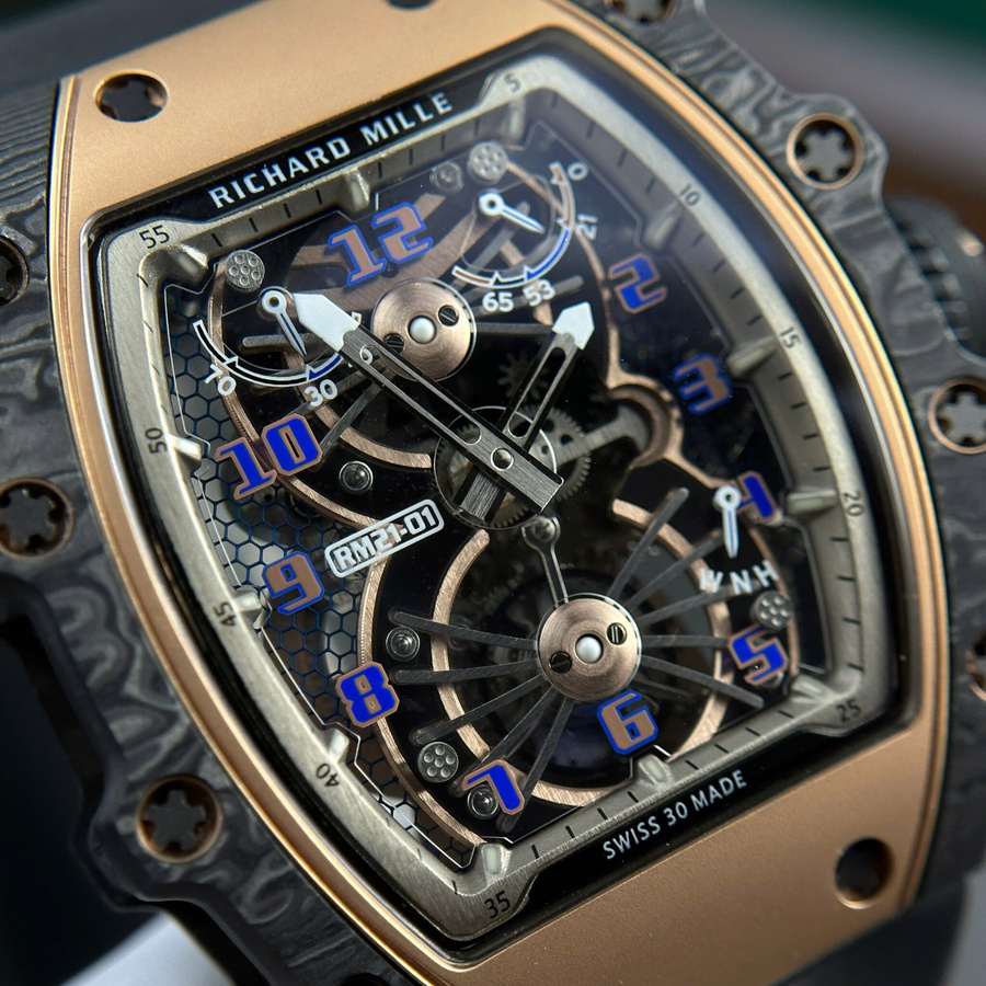 Replikaklocka: Richard Mille RM 21-01, tourbillon, Aerodyne, röd, guld, Carbon TPT 42,68 mm X 50,12 mm — för samlare – Bild 4