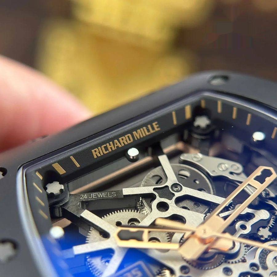 Replikaklocka: Richard Mille RM 035 Black Toro, keramik, &, roséguld, skeletturtavla, gummiarmband, ZF, tillverkare, 39,7 mm X 48 mm — av hög kvalitet – Bild 6
