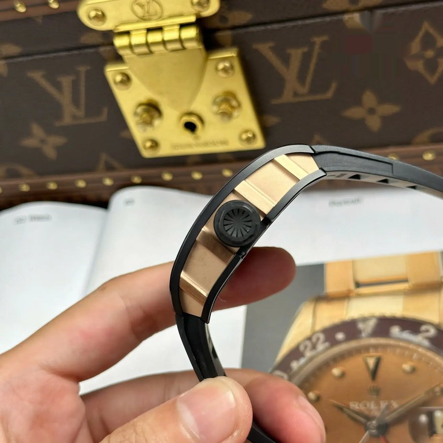 Replikaklocka: Richard Mille RM 035 Black Toro, keramik, &, roséguld, skeletturtavla, gummiarmband, ZF, tillverkare, 39,7 mm X 48 mm — av hög kvalitet – Bild 10
