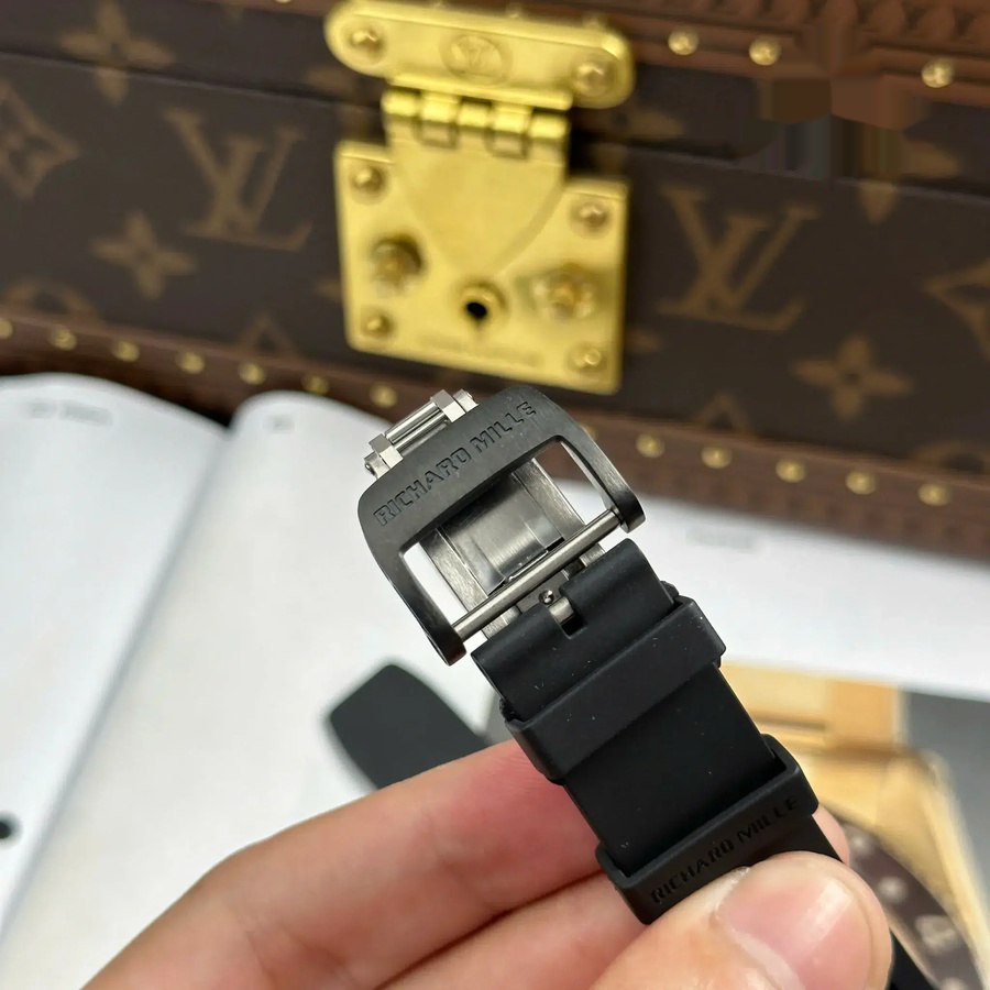 Replikaklocka: Richard Mille RM 035 Black Toro, keramik, &, roséguld, skeletturtavla, gummiarmband, ZF, tillverkare, 39,7 mm X 48 mm — av hög kvalitet – Bild 12
