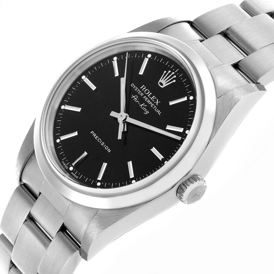 Replikaklocka för herr: Rolex Air King, svart urtavla, slät boettring, stål, 14000 — till konkurrenskraftigt pris – Bild 5
