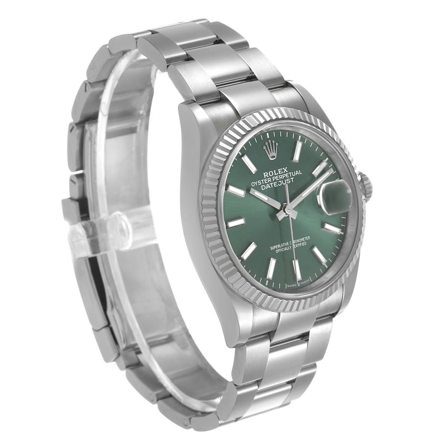 Replikaklocka för herr: Rolex Datejust, stål och vitguld, mintgrön urtavla, 126234 — beprövad – Bild 4