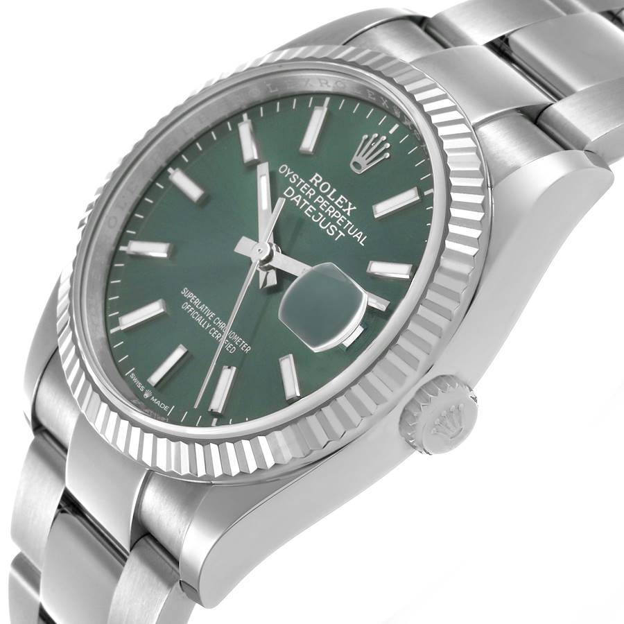 Replikaklocka för herr: Rolex Datejust, stål och vitguld, mintgrön urtavla, 126234 — beprövad – Bild 5