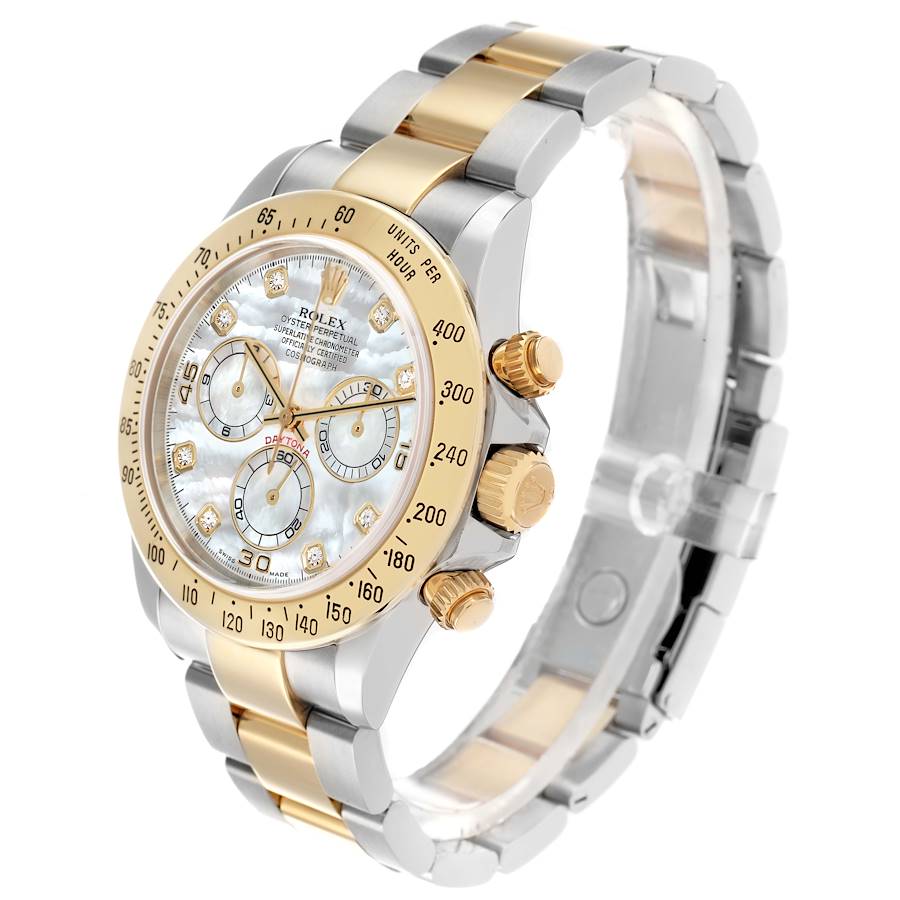 Replikaklocka för herr: Rolex Daytona, stål och gult guld, pärlemortavla med diamanter, 116523 — hållbar – Bild 3