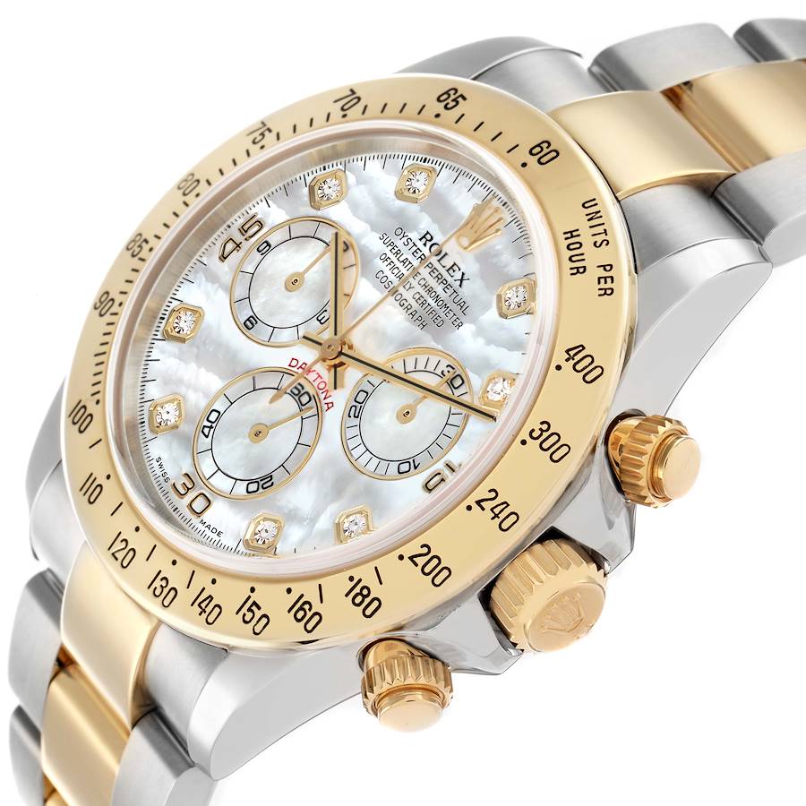 Replikaklocka för herr: Rolex Daytona, stål och gult guld, pärlemortavla med diamanter, 116523 — hållbar – Bild 5