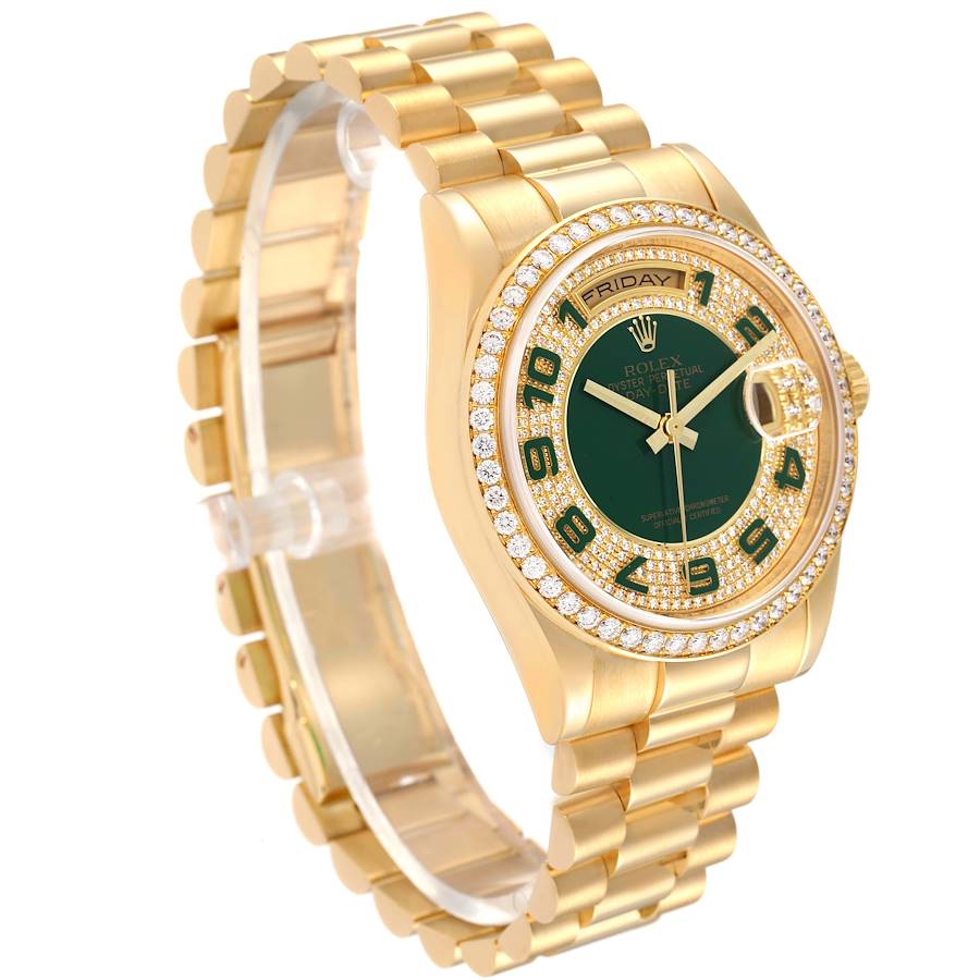 Replikaklocka för herr: Rolex President Day Date, gult guld, grön, emalj, diamant, 118348 — förträfflig – Bild 3