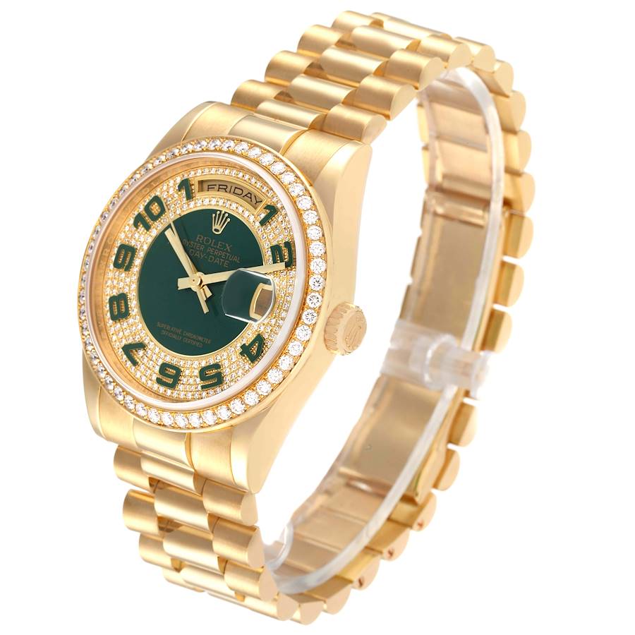 Replikaklocka för herr: Rolex President Day Date, gult guld, grön, emalj, diamant, 118348 — förträfflig – Bild 4