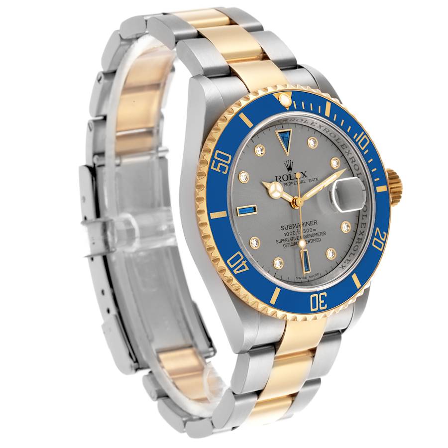 Replikaklocka för herr: Rolex Submariner, stål och gult guld, diamant, Serti, urtavla, 16613 — klassisk – Bild 3