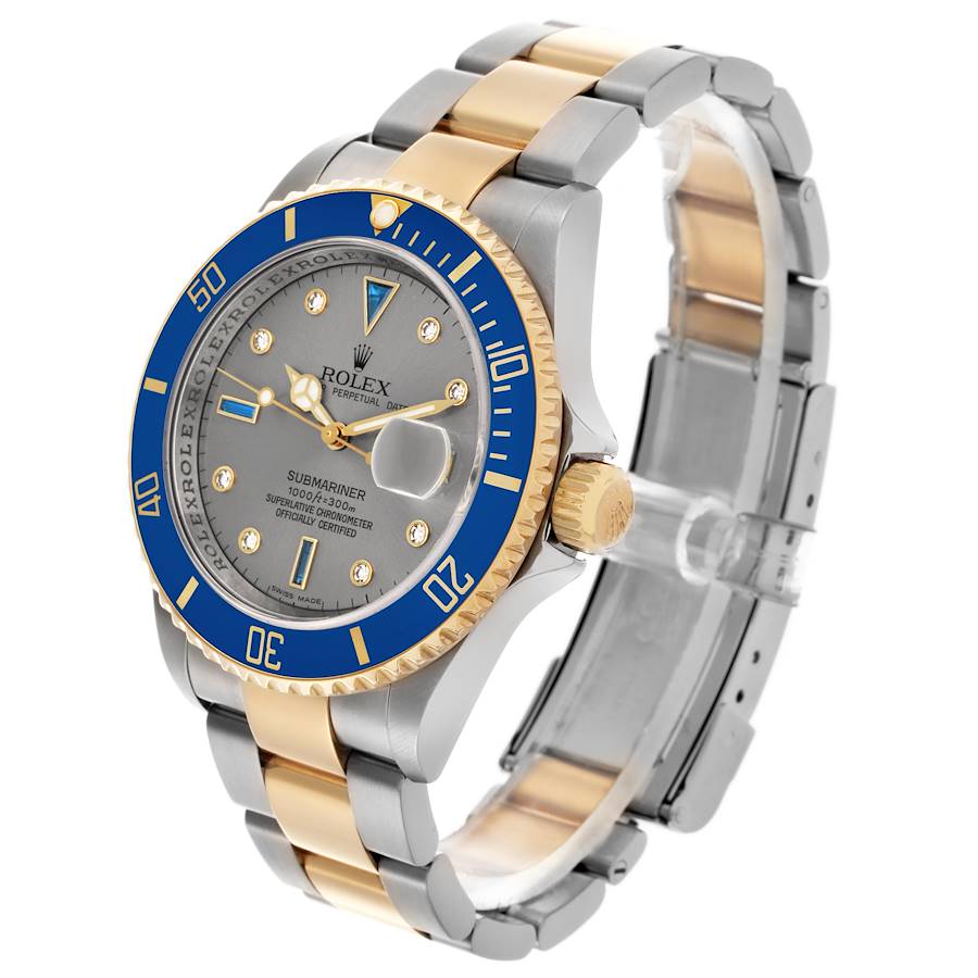 Replikaklocka för herr: Rolex Submariner, stål och gult guld, diamant, Serti, urtavla, 16613 — klassisk – Bild 4