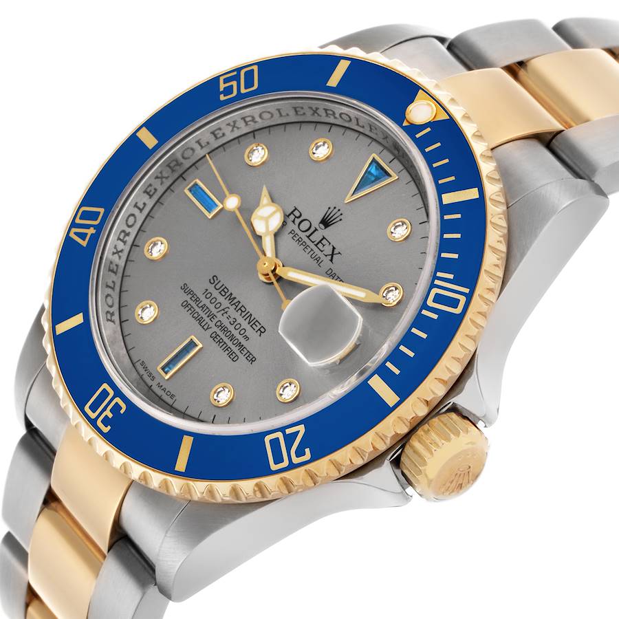 Replikaklocka för herr: Rolex Submariner, stål och gult guld, diamant, Serti, urtavla, 16613 — klassisk – Bild 5