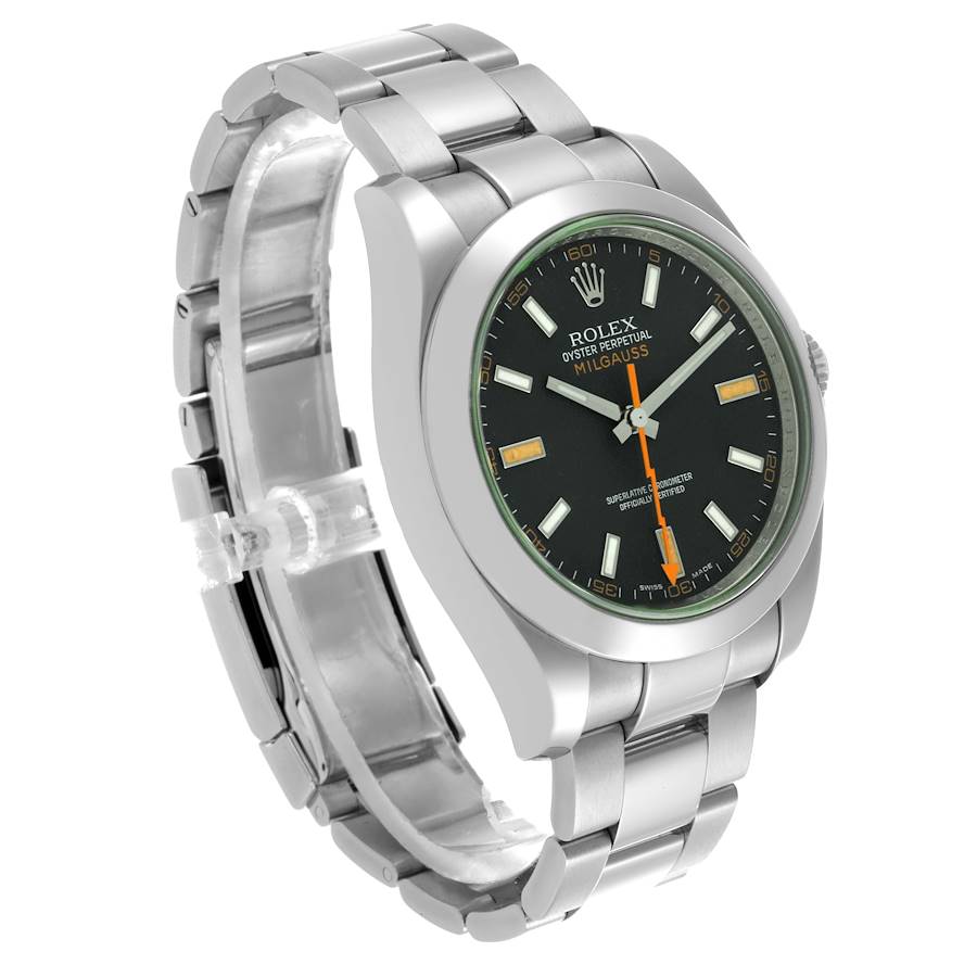 Replikaklocka för herr: Rolex Milgauss 40 mm, svart urtavla, grönt glas, stål, 116400 — förtrollande – Bild 3