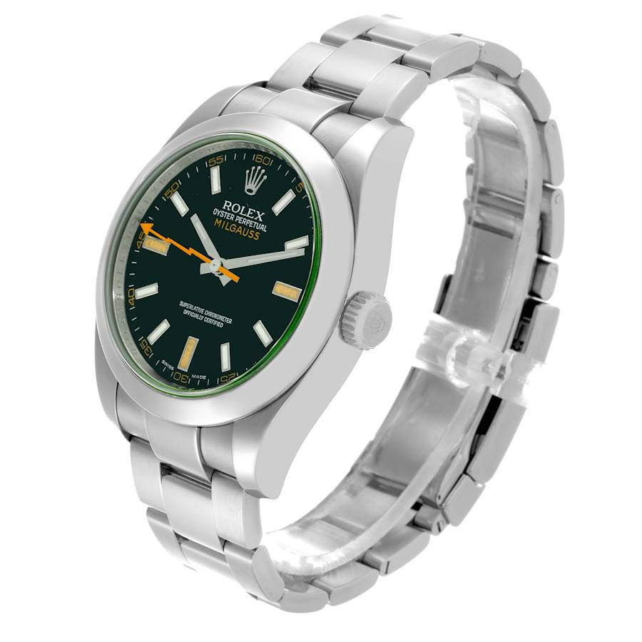 Replikaklocka för herr: Rolex Milgauss 40 mm, svart urtavla, grönt glas, stål, 116400 — förtrollande – Bild 4