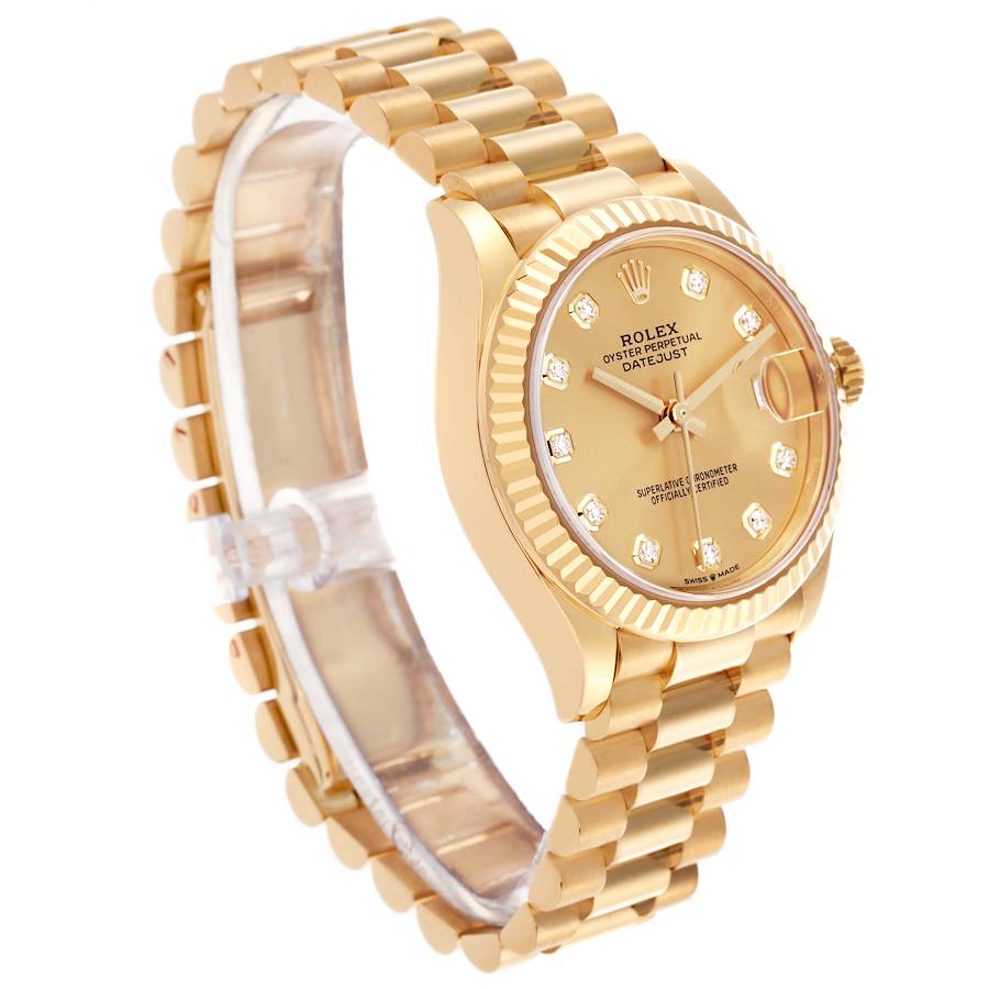 Replikaklocka: Rolex President Datejust 31, mellanstorlek, gult guld, diamant, 278278 — exceptionell – Bild 3