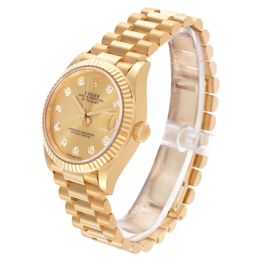 Replikaklocka: Rolex President Datejust 31, mellanstorlek, gult guld, diamant, 278278 — exceptionell – Bild 4