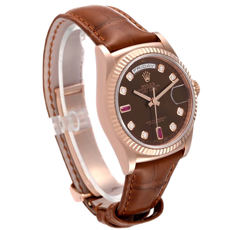 Replikaklocka för herr: Rolex President Day Date, roséguld, diamant, rubin, urtavla, 118135 — extra prisvärd – Bild 3