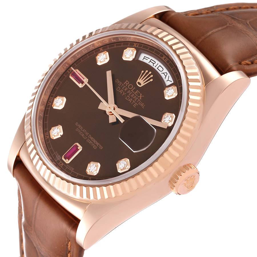 Replikaklocka för herr: Rolex President Day Date, roséguld, diamant, rubin, urtavla, 118135 — extra prisvärd – Bild 5