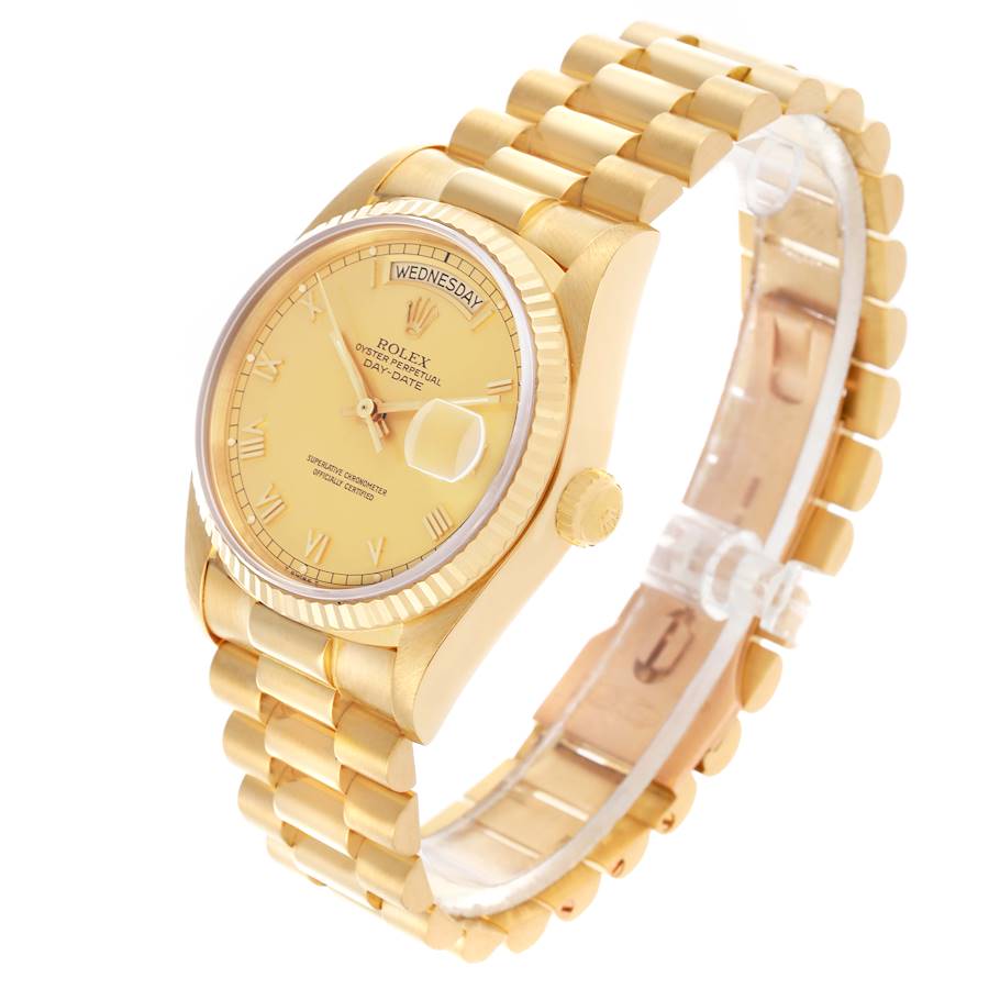 Replikaklocka för herr: Rolex President Day-Date, gult guld, champagnefärgad urtavla, 18038 — tjusig – Bild 4