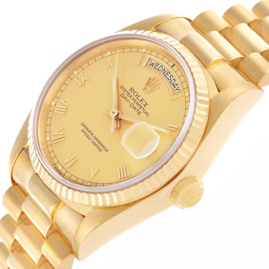 Replikaklocka för herr: Rolex President Day-Date, gult guld, champagnefärgad urtavla, 18038 — tjusig – Bild 5